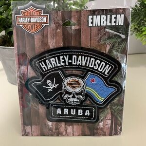 Harley-Davidson Aruba Skull Patch Sew-On Black and Blue NEW